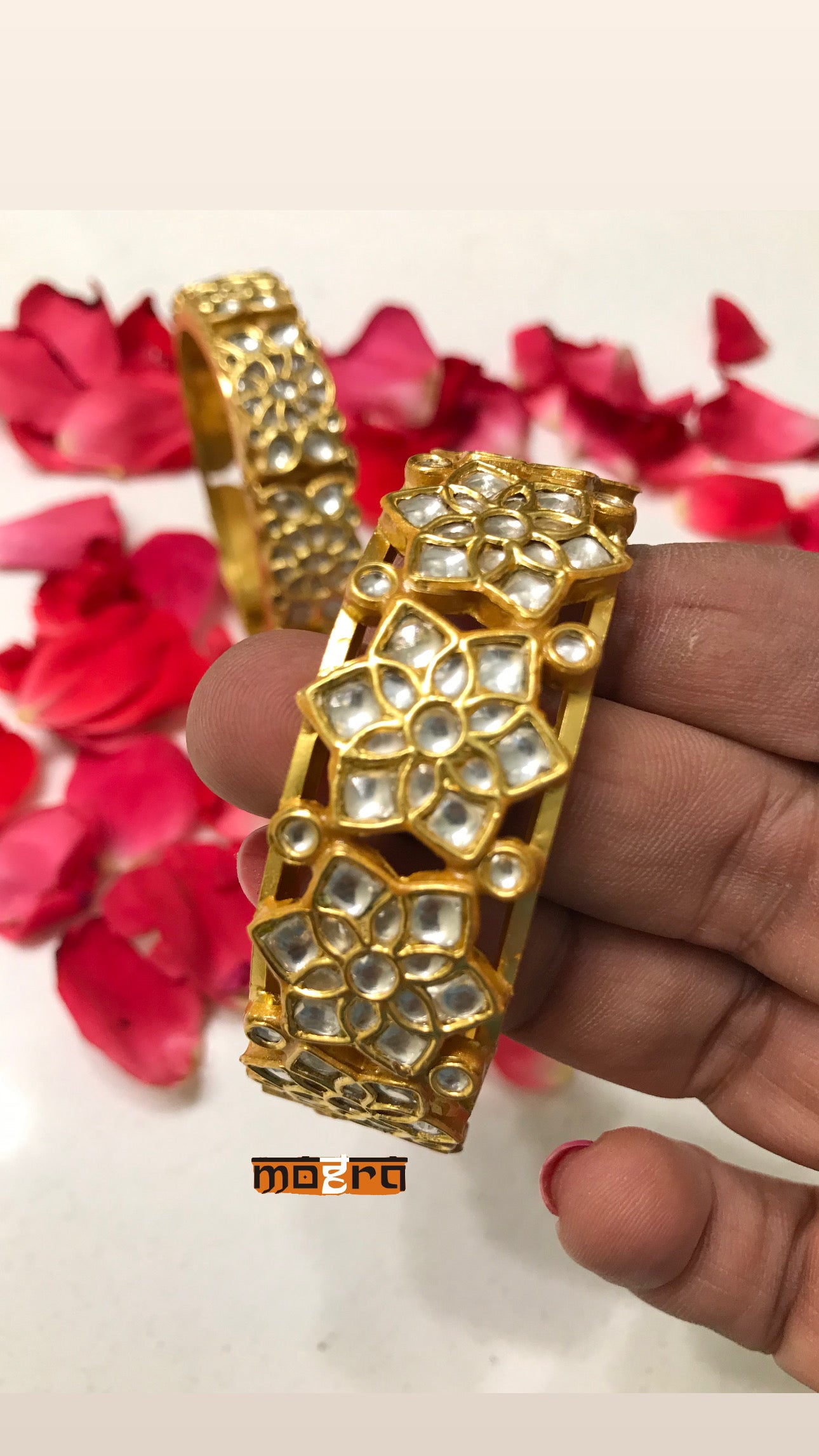 Kundan kada Size 2.4 in 925 Silver - single piece