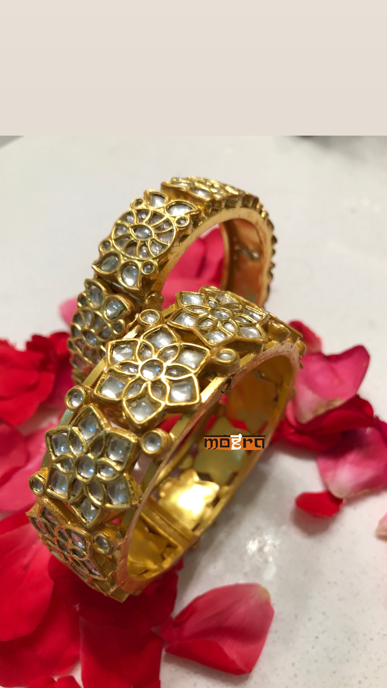 Kundan kada Size 2.4 in 925 Silver - single piece