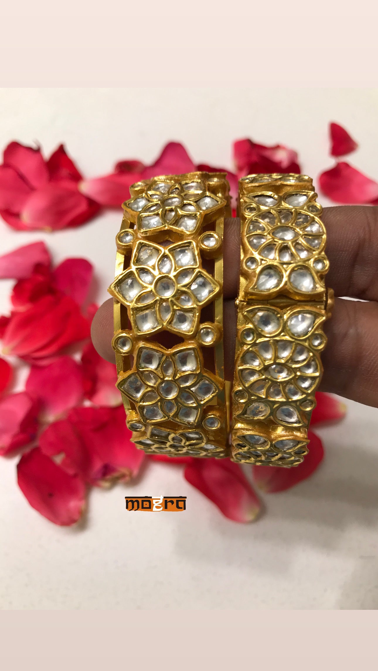 Kundan kada Size 2.4 in 925 Silver - single piece
