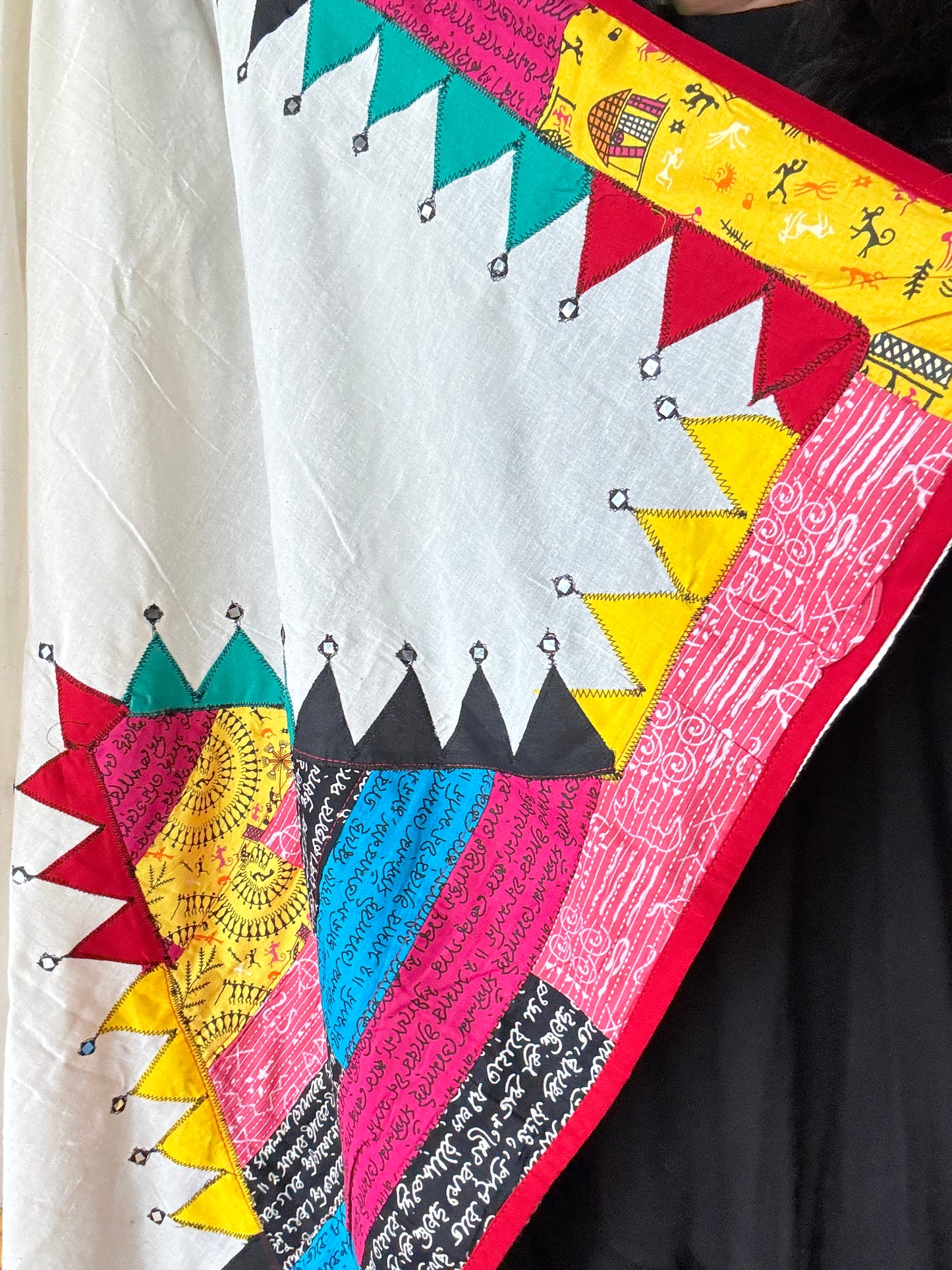 Handwoven Cotton Saree with applique work