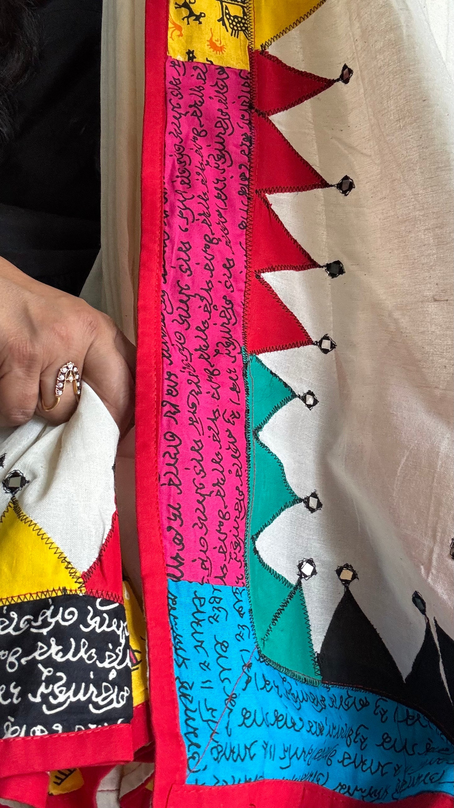 Handwoven Cotton Saree with applique work