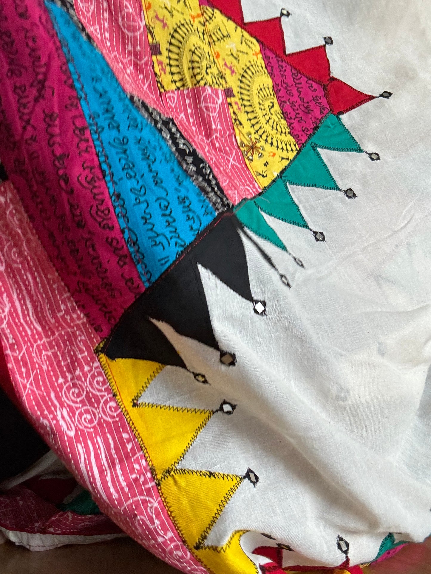 Handwoven Cotton Saree with applique work