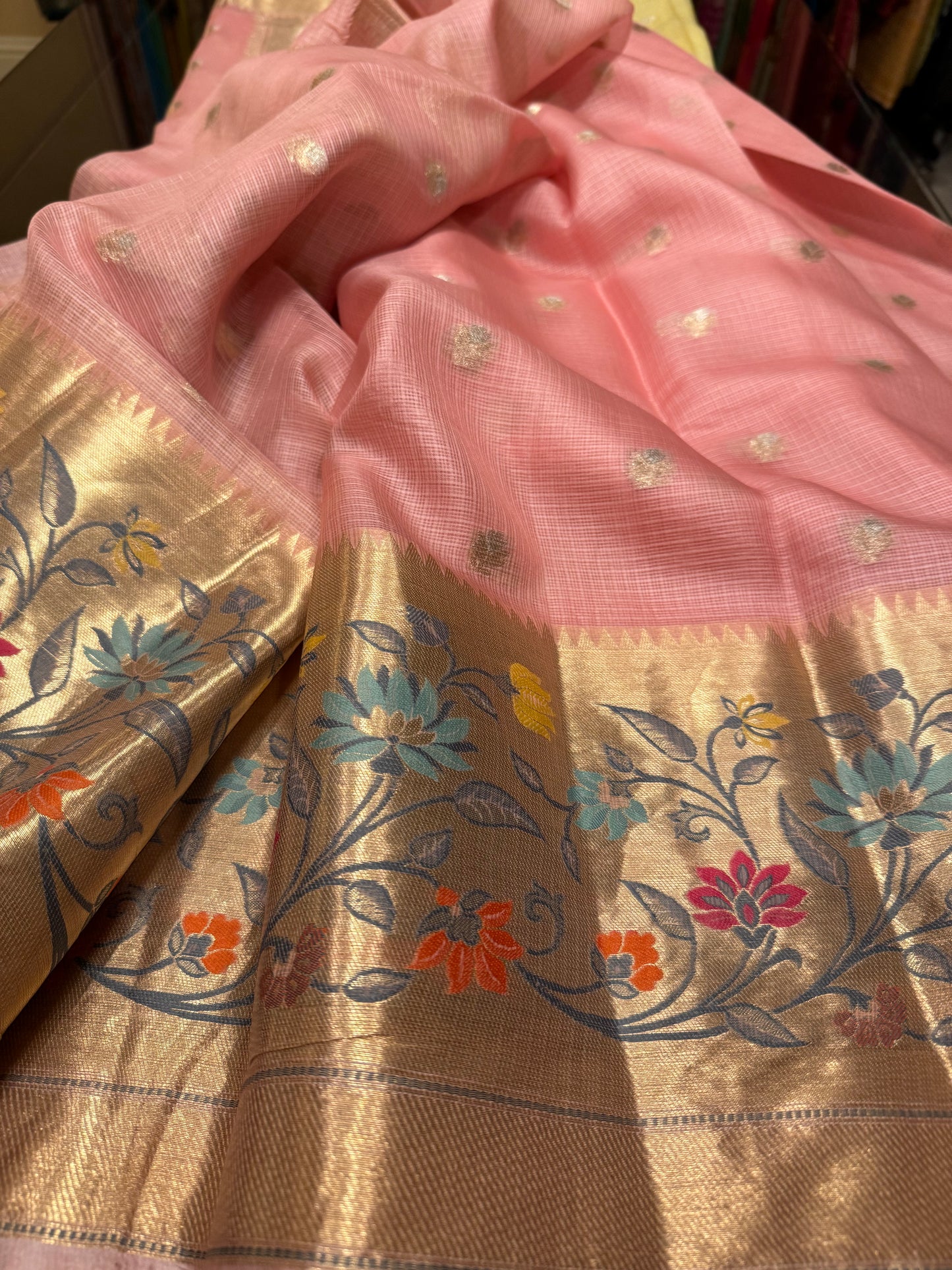 A FUSION KOTA SILK WITH PAITHANI PALLU & BORDERS