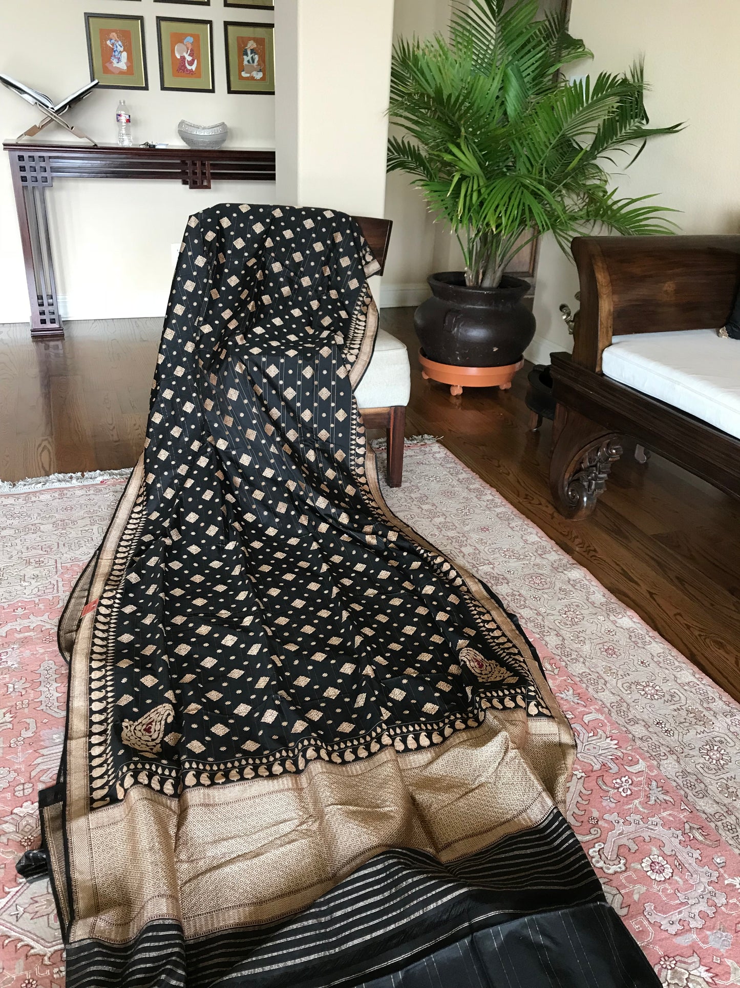 Handwoven silk Kadhua Banarasi saree -The Art of Banaras woven in Black.