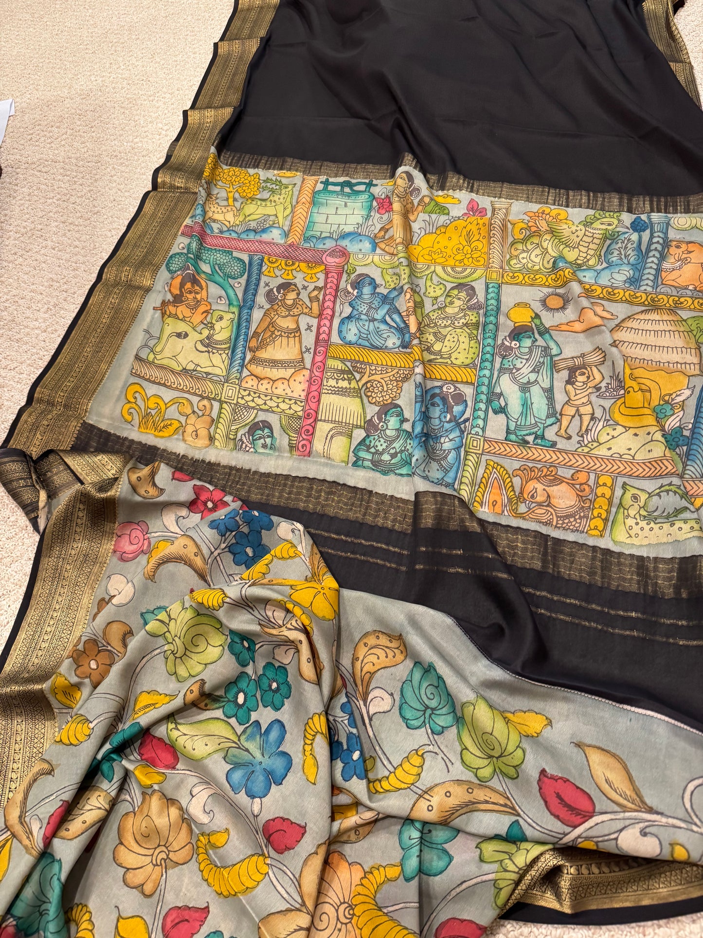 Kalamkari saree in pure crepe silk