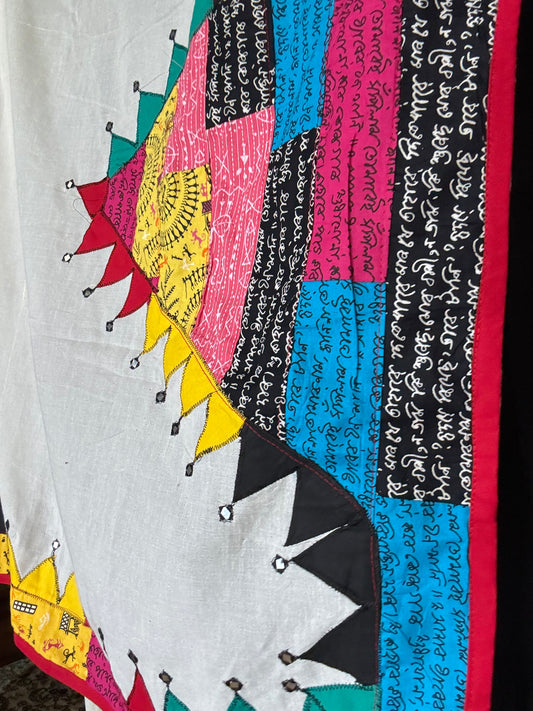 Handwoven Cotton Saree with applique work