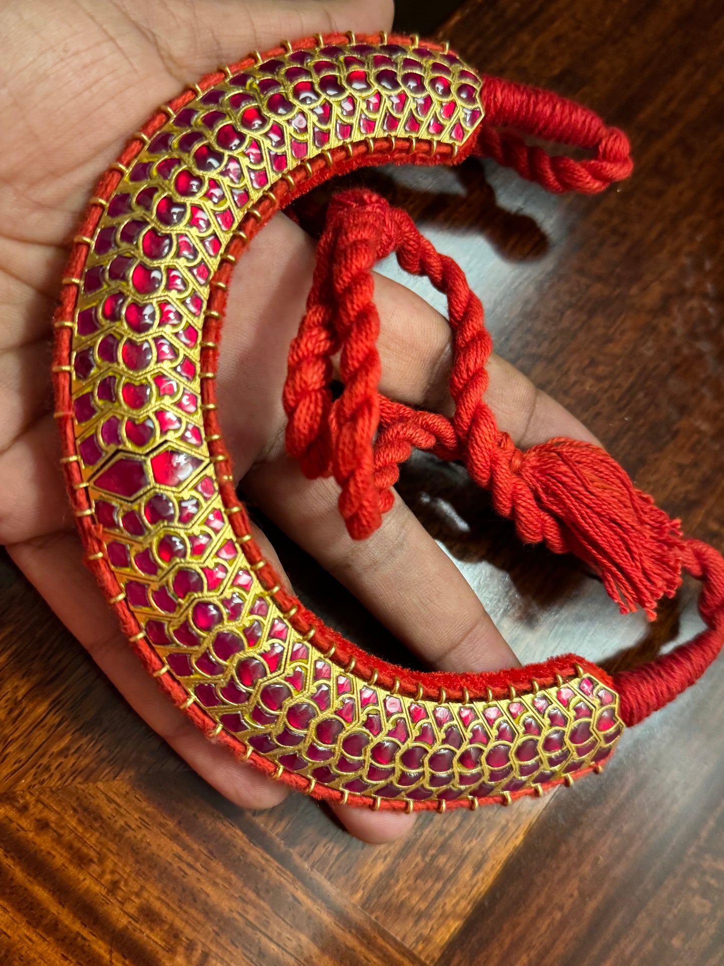 Kundan Neckchoker in 925 Silver Tradition, Rewired in Red
