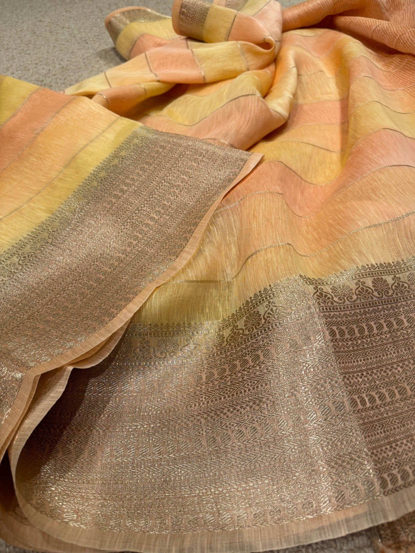 SAANJH -SILK LINEN HANDWOVEN BENARASI SARI