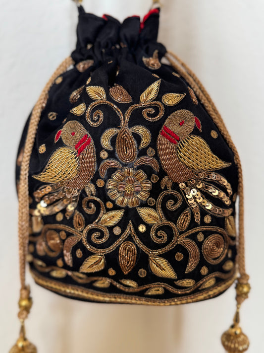 Marodi hand Embroidered Silk Purse ( Batua )
