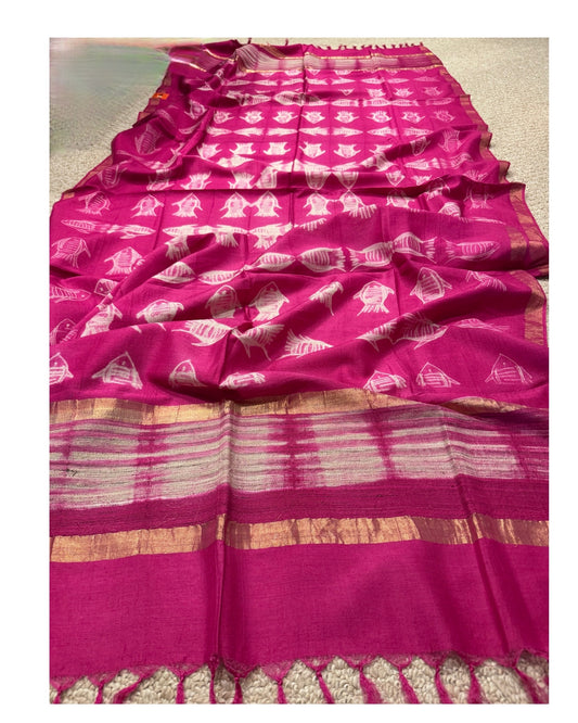 GULAB- Tussar silk hand dyed SHIBORI dupatta.
