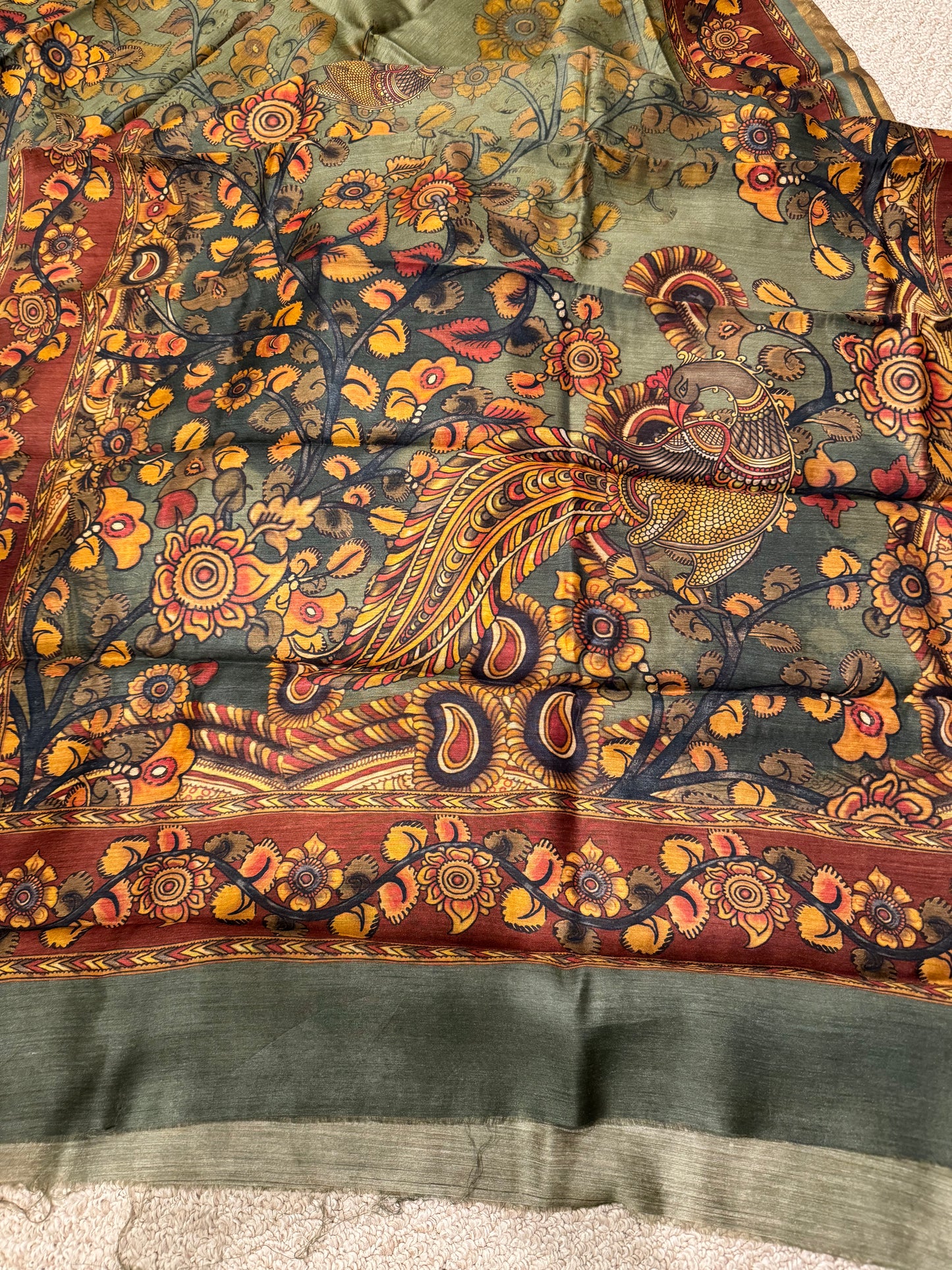 Kalamkari inspired Spun silk Saree